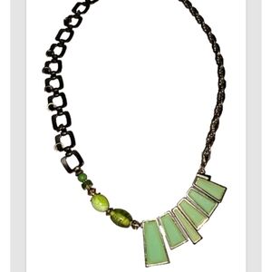 Modern Green and Black Geometric Necklace